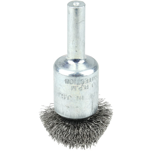 1″ Circular Flared Crimped Wire End Brush, .008″ Steel Fill - Industrial Tool & Supply