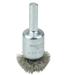1″ Circular Flared Crimped Wire End Brush, .006″ Stainless Steel Fill - Industrial Tool & Supply