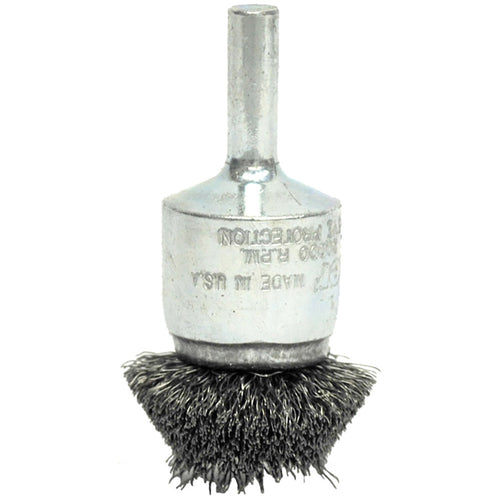 ‎1-1/2″ Circular Flared Crimped Wire End Brush, .008″ Stainless Steel Fill - Industrial Tool & Supply