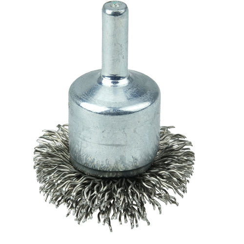 1-1/2″ Circular Flared Crimped Wire End Brush, .020″ Stainless Steel Fill - Industrial Tool & Supply