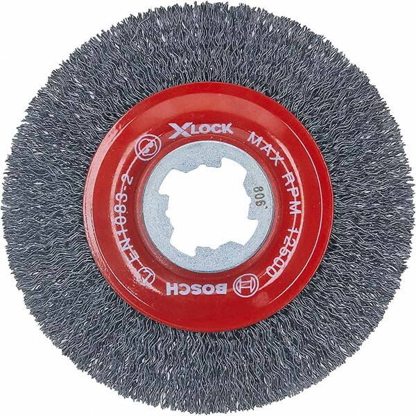 Bosch - 4-1/2" OD, 5/8" Arbor Hole, Crimped Carbon Wheel Brush - Industrial Tool & Supply