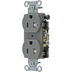 Straight Blade Receptacles; Receptacle Type: Duplex Receptacle; Grade: Commercial; NEMA Configuration: 5-20R; Amperage: 20 A; Voltage: 125 V; Wiring Method: Side; Flange Style: No; Number Of Phases: 1; Number Of Wires: 3; Number Of Poles: 2; Mount Type: F
