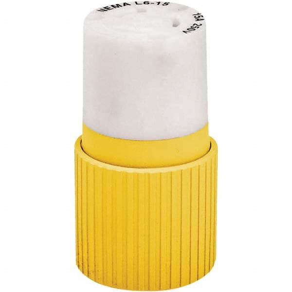 Locking Inlet: Connector, Industrial, L5-15R, 125V, White & Yellow 15A, Nylon, 2 Poles, 3 Wire