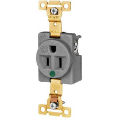 Bryant Electric - Straight Blade Receptacles; Receptacle Type: Single Receptacle ; Grade: Hospital ; Color: Gray ; NEMA Configuration: 5-15R ; Amperage: 15 ; Voltage: 125 V - Exact Industrial Supply