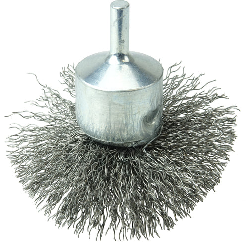 3″ Circular Flared Crimped Wire End Brush, .014″ Steel Fill - Industrial Tool & Supply
