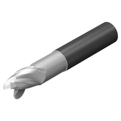 Corner Radius End Mill: 1/4″ Dia, 3/8″ LOC, 0.06″ Radius, 3 Flutes, Solid Carbide 3″ OAL, 1/4″ Shank Dia, 35 ° Helix, Bright/Uncoated, Corner Radius End, Centercutting, Series CoroMill Dura