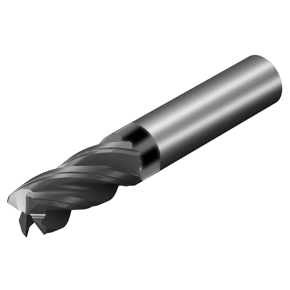 Square End Mill: 0.313'' Dia, 1/2'' LOC, 5/16'' Shank Dia, 2'' OAL, 4 Flutes, Solid Carbide Single End, AlTiN Finish, 36.5 ° Variable Helix, Centercutting, RH Cut, RH Flute, Series CoroMill Dura