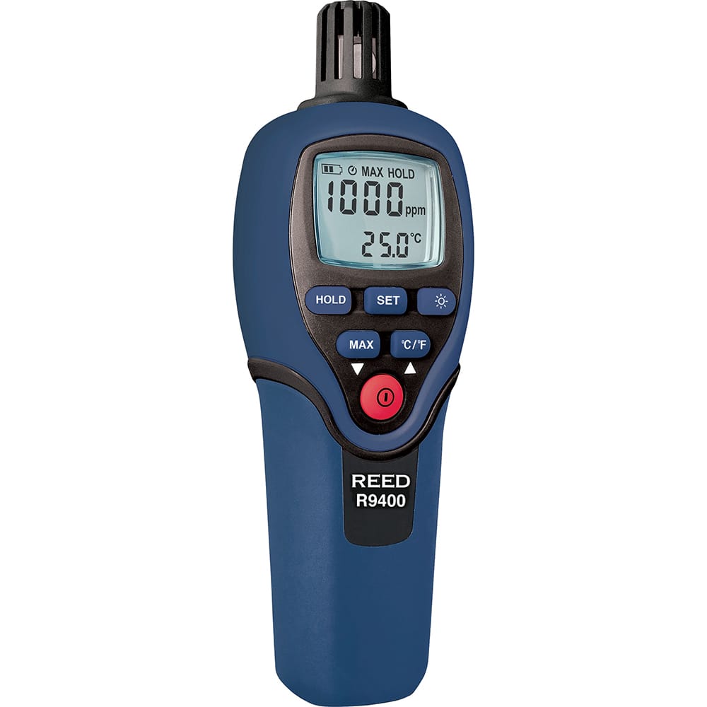 REED Instruments - Natural Gas, Carbon Monoxide & Refrigerant Detectors; Type: CO Meter ; Function: Measures carbon monoxide (CO) and ambient temperature ; Height (Decimal Inch): 1.700000 ; Height (mm): 45.0000 ; Length (Decimal Inch): 7.5000 ; Length (m - Exact Industrial Supply