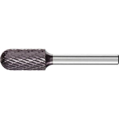 PFERD - SC-5L6, 1/2" Cut Diam, 1/4" Shank Diam, Carbide Double Cut Cylinder with Radius End Burr - Exact Industrial Supply