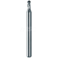 Ball End Mill: 0.08″ Dia, 0.12″ LOC, 3 Flute, Solid Carbide 4″ OAL, 1/8″ Shank Dia, 30 ° Helix, Uncoated, Single End, Series M3B