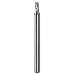 Square End Mill: 0.115'' Dia, 0.173'' LOC, 1/8'' Shank Dia, 4'' OAL, 3 Flutes, Solid Carbide Single End, Spiral Flute, Centercutting, RH Cut, RH Flute