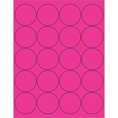 Tape Logic - Pack of (20), 100 Sheet 2" x 2" Fluorescent Pink Permanent Acrylic Laser Labels - Industrial Tool & Supply