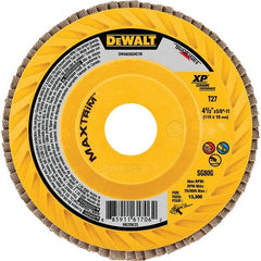 DeWALT - 80 Grit, 5" Disc Diam, Type 27 Ceramic Flap Disc - 12,200 Max RPM, Poly Cotton Backing, Arbor Attaching System, Coated - Industrial Tool & Supply