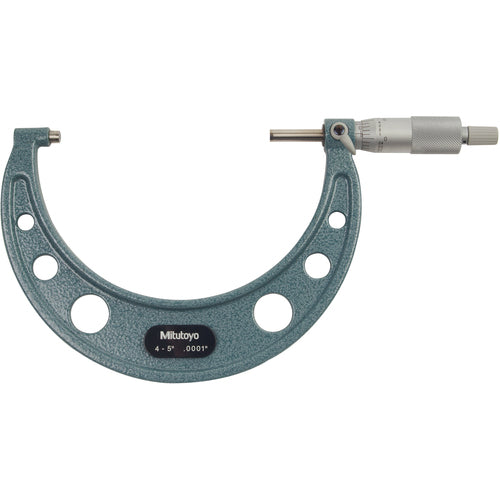 4″-5″ Measuring Range-0.0001″ Graduation - Ratchet Thimble - Carbide Face - Outside Micrometer - Industrial Tool & Supply