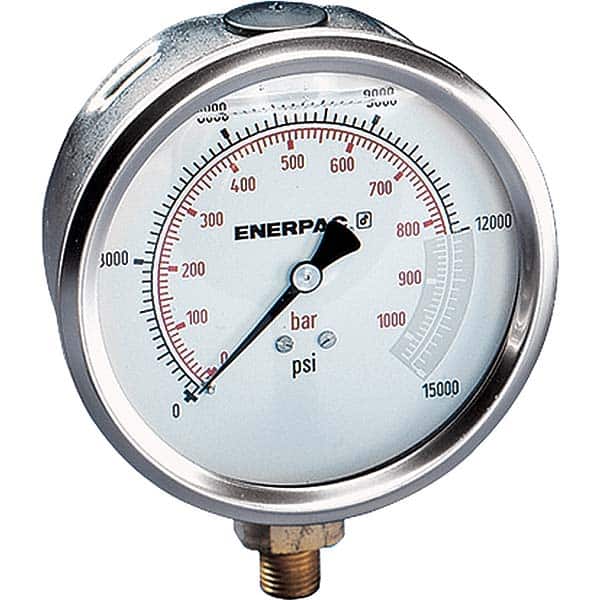 Enerpac - Hydraulic Pressure Gages & Adapters Type: Glycerine Filled Pressure Rating: 15000 - Industrial Tool & Supply
