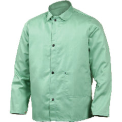 Medium - Green Flame Retardant 9 oz Cotton Jacket - Jackets are 30″ long - Industrial Tool & Supply