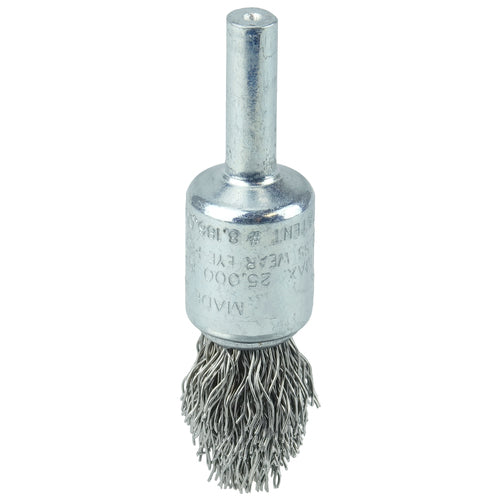 1/2″ Controlled Flare Crimped Wire End Brush, .014″ Stainless Steel Fill - Industrial Tool & Supply