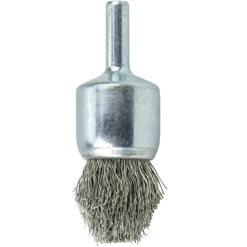 3/4″ Controlled Flare Crimped Wire End Brush, .0104″ Stainless Steel Fill - Industrial Tool & Supply