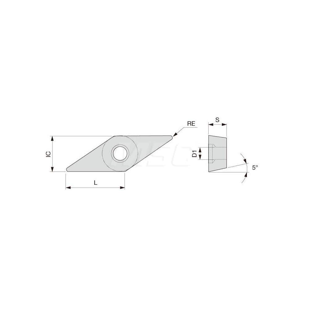 Turning Insert:  VBMT221PS AH8005,  Solid Carbide TiAlN Finish,  Neutral,  1/4″ Inscribed Circle,  0.0160″ Corner Radius,  35.0 &deg N/A Diamond,  Series  VBMT