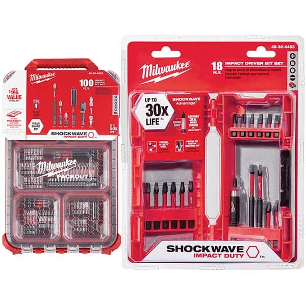 Milwaukee Tool - Power & Impact Screwdriver Bit Sets Point Type: Phillips; Slotted; Square; Torx Tool Type: Driver Bit - Industrial Tool & Supply