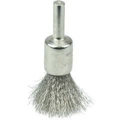 1/2″ Nickel-Plated Cup End Brush, .006″ Stainless Steel Crimped Wire Fill - Industrial Tool & Supply