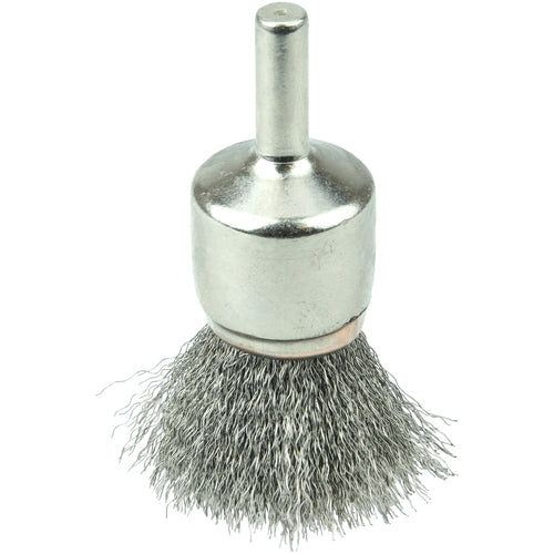 3/4″ Nickel-Plated Cup End Brush, .0104″ Stainless Steel Crimped Wire Fill - Industrial Tool & Supply