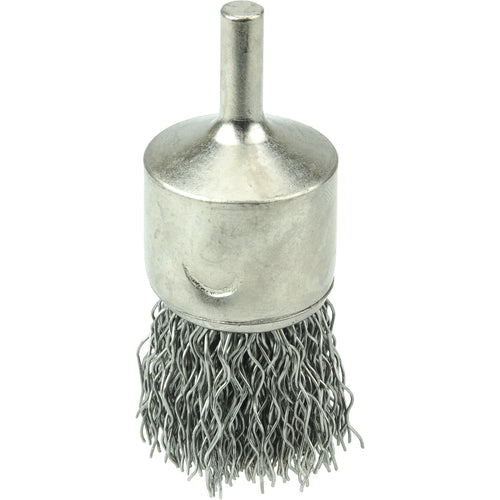 1″ Nickel-Plated Cup End Brush, .020″ Stainless Steel Crimped Wire Fill - Industrial Tool & Supply