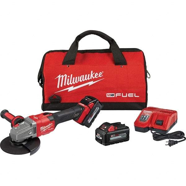 Milwaukee Tool - 4-1/2 - 6" Wheel Diam, 9,000 RPM, Cordless Angle & Disc Grinder - 5/8-11 Spindle, 18 Volts, 6 Amps, Side Exhaust - Industrial Tool & Supply