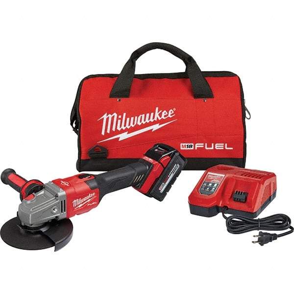 Milwaukee Tool - 4-1/2 - 6" Wheel Diam, 9,000 RPM, Cordless Angle & Disc Grinder - 5/8-11 Spindle, 18 Volts, 6 Amps, Side Exhaust - Industrial Tool & Supply