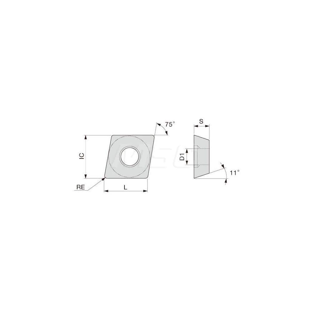 Turning Insert:  EPGT520JS SH730,  Solid Carbide TiAlN Finish,  Neutral,  0.0040″ Corner Radius,  75.0 &deg N/A Diamond,  Series  EPGT