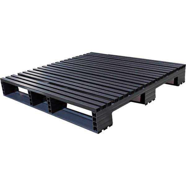 Custom Built Plastic Pallets - 45" Long x 45" & Wide x 6-1/2" High Plastic Pallet - 1,500 Lb Static Capacity, 500 Lb Dynamic Capacity, Black - Industrial Tool & Supply