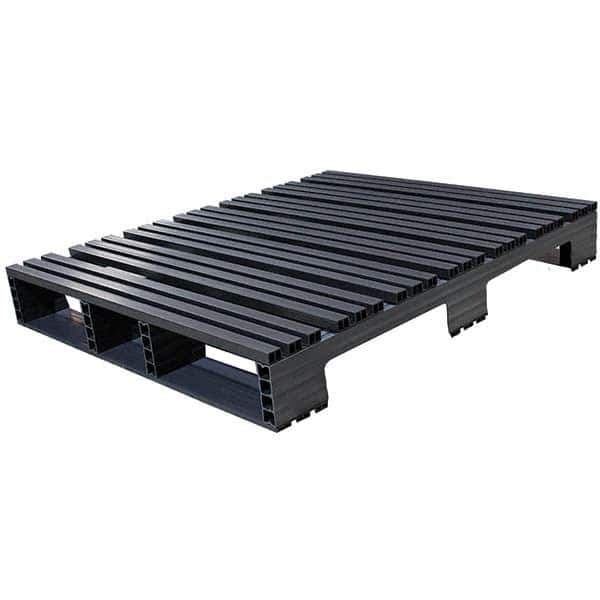 Custom Built Plastic Pallets - 48" Long x 42" & Wide x 6-1/2" High Plastic Pallet - 1,500 Lb Static Capacity, 500 Lb Dynamic Capacity, Black - Industrial Tool & Supply