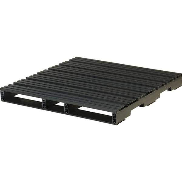 Custom Built Plastic Pallets - 48" Long x 48" & Wide x 5" High Plastic Pallet - 6,600 Lb Static Capacity, 1,000 Lb Dynamic Capacity, Black - Industrial Tool & Supply
