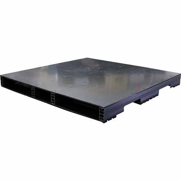 Custom Built Plastic Pallets - 48" Long x 48" & Wide x 4.4" High Plastic Pallet - 1,500 Lb Static Capacity, 500 Lb Dynamic Capacity, Black - Industrial Tool & Supply