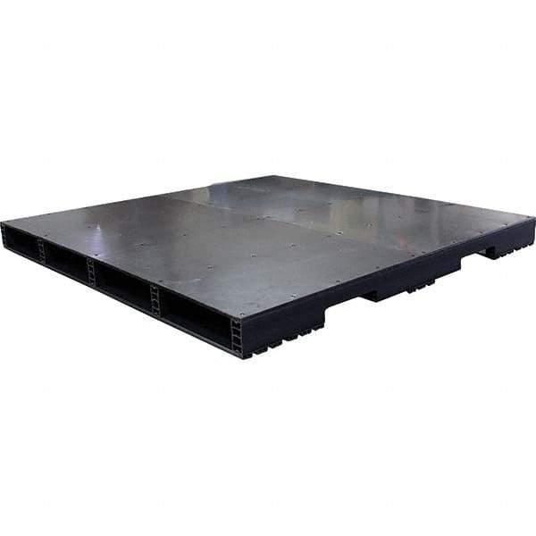 Custom Built Plastic Pallets - 60" Long x 60" & Wide x 4.4" High Plastic Pallet - 1,500 Lb Static Capacity, 500 Lb Dynamic Capacity, Black - Industrial Tool & Supply