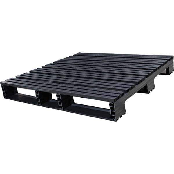 Custom Built Plastic Pallets - 48" Long x 48" & Wide x 6-1/2" High Plastic Pallet - 1,500 Lb Static Capacity, 500 Lb Dynamic Capacity, Black - Industrial Tool & Supply