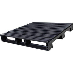 Custom Built Plastic Pallets - 48" Long x 48" & Wide x 6-1/2" High Plastic Pallet - 1,500 Lb Static Capacity, 500 Lb Dynamic Capacity, Black - Industrial Tool & Supply