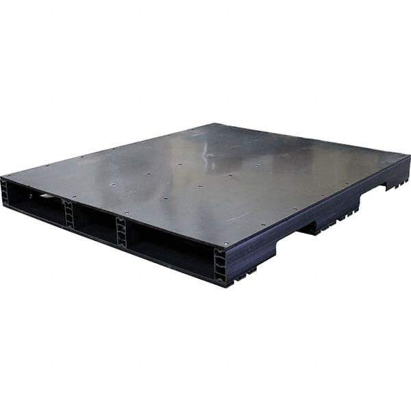 Custom Built Plastic Pallets - 48" Long x 40" & Wide x 4.4" High Plastic Pallet - 1,500 Lb Static Capacity, 500 Lb Dynamic Capacity, Black - Industrial Tool & Supply