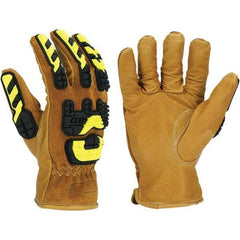 ironCLAD - Size XL (10), ANSI Cut Lvl A5, Abrasion Lvl 4, Cut Resistant Gloves - 10" Long, Uncoated, HPPE Lining, Open Cuff, Golden, Paired - Industrial Tool & Supply