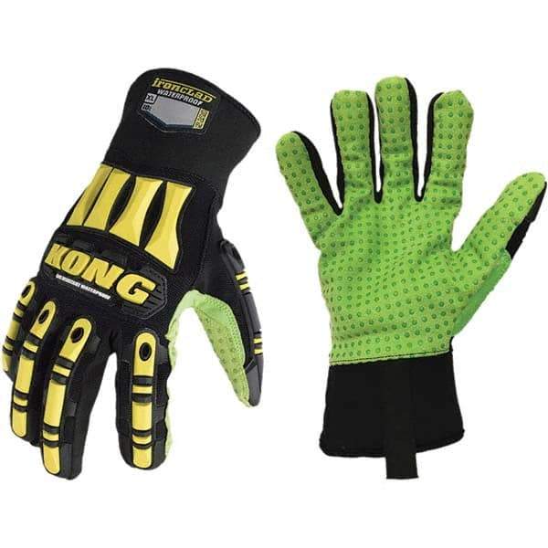 ironCLAD - Size 2XL (11), ANSI Cut Lvl A5, Abrasion Lvl 5, Cut Resistant Gloves - 11" Long, Uncoated, Polyester Lining, Slip-On Cuff, Black/Green, Paired - Industrial Tool & Supply