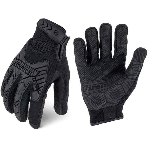 ironCLAD - Size 2XL (11) Synthetic Leather Work Gloves - For Mechanic's & Lifting, Uncoated, Hook & Loop Cuff, Full Fingered, Black, Paired - Industrial Tool & Supply