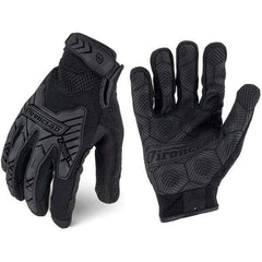 ironCLAD - Size M (8) Synthetic Leather Work Gloves - For Mechanic's & Lifting, Uncoated, Hook & Loop Cuff, Full Fingered, Black, Paired - Industrial Tool & Supply
