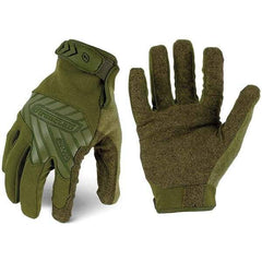 ironCLAD - Size L (9) Synthetic Leather Work Gloves - For Mechanic's & Lifting, Uncoated, Hook & Loop Cuff, Full Fingered, Olive Drab Green, Paired - Industrial Tool & Supply