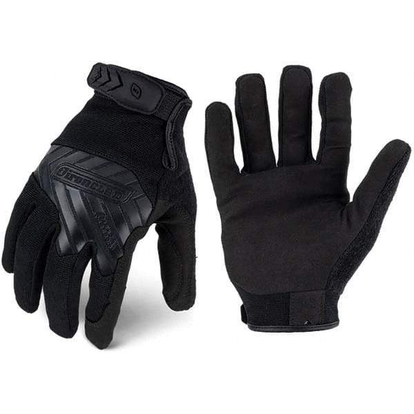 ironCLAD - Size L Synthetic Leather Work Gloves - For Mechanic's & Lifting, Uncoated, Hook & Loop Cuff, Full Fingered, Black, Paired - Industrial Tool & Supply
