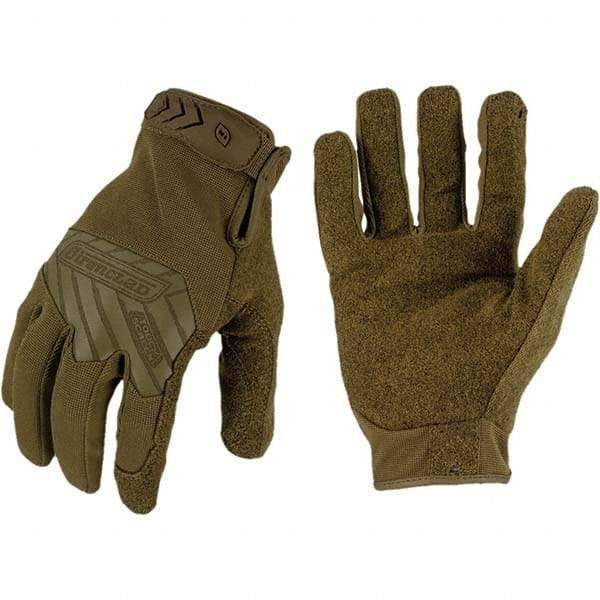 ironCLAD - Size 2XL (11) Synthetic Leather Work Gloves - For Mechanic's & Lifting, Uncoated, Hook & Loop Cuff, Full Fingered, Coyote, Paired - Industrial Tool & Supply