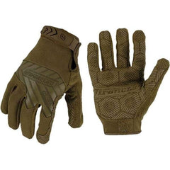 ironCLAD - Size M (8) Synthetic Leather Work Gloves - For Mechanic's & Lifting, Uncoated, Hook & Loop Cuff, Full Fingered, Coyote, Paired - Industrial Tool & Supply