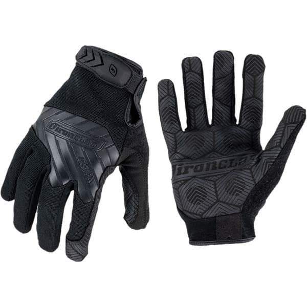 ironCLAD - Size XL (10) Synthetic Leather Work Gloves - For Mechanic's & Lifting, Uncoated, Hook & Loop Cuff, Full Fingered, Black, Paired - Industrial Tool & Supply