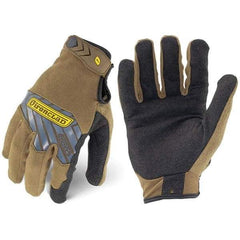 ironCLAD - Size L (9) Synthetic Leather Work Gloves - For Mechanic's & Lifting, Uncoated, Hook & Loop Cuff, Full Fingered, Coyote, Paired - Industrial Tool & Supply