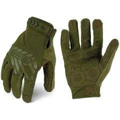 ironCLAD - Size L (9) Synthetic Leather Work Gloves - For Mechanic's & Lifting, Uncoated, Hook & Loop Cuff, Full Fingered, Olive Drab Green, Paired - Industrial Tool & Supply