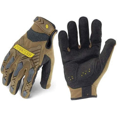 ironCLAD - Size S (7) Synthetic Leather Work Gloves - For Mechanic's & Lifting, Uncoated, Hook & Loop Cuff, Full Fingered, Coyote, Paired - Industrial Tool & Supply